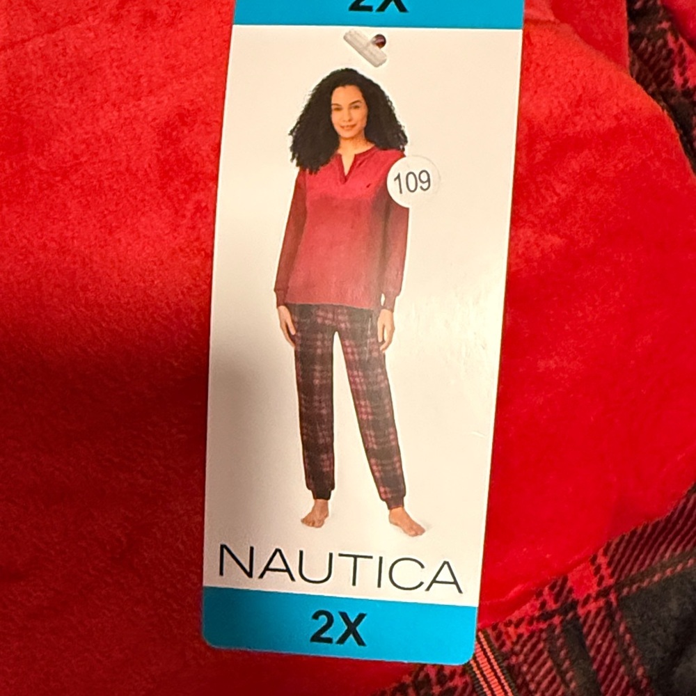 Nautica Red and Black Plaid Sleepwear